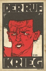 Schiele, Egon - Selbstporträt 1910. Titelseite der Zeitschrift Der Ruf (Sonderheft Krieg)