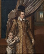 Bizzelli, Giovanni - Porträt von Johanna von Österreich (1547-1578), Großherzogin von Toskana mit Sohn Filippo de' Medici