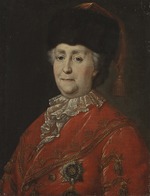 Unbekannter Künstler - Porträt der Kaiserin Katharina II. (1729-1796) in Reisekleidung