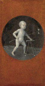 Bosch, Hieronymus - Kind mit Laufstuhl und Windrad (Rückseite von Kreuztragung Christi)