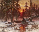 Klever, Juli Juliewitsch (Julius) von, der Ältere - Sonnenuntergang im winterlichen Kiefernwald