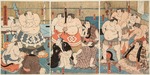 Kunisada (Toyokuni III.), Utagawa - Ringkampf Shitaky Beya gegen Hidenoyama