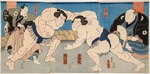 Kunisada (Toyokuni III.), Utagawa - Ringkampf Shiranui gegen Jimmaku