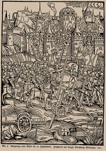 Unbekannter Künstler - Belagerung einer Stadt im 15. Jahrhundert. Aus der Vergil-Ausgabe von Johann Grieninger