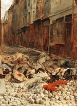 Meissonier, Ernest Jean Louis - Die Barrikade, Rue de la Mortellerie, Juni 1848 (Erinnerung an den Bürgerkrieg)