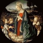 Botticini, Francesco - Die Jungfrau mit Johannes dem Täufer und zwei Engeln in Anbetung des Christuskindes