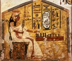 Altägyptische Kunst - Die Königin Nefertari beim Senetspiel. Grabkammer der Nefertari, Gattin des Ramses II. 