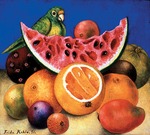 Kahlo, Frida - Stillleben mit Papagei und Früchten