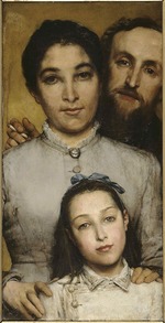 Alma-Tadema, Sir Lawrence - Porträt von Aimé-Jules Dalou, mit Frau und Tochter