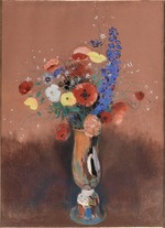 Redon, Odilon - Bouquet de fleurs des champs dans un vase à long col (Wildblumen in hoher Vase)