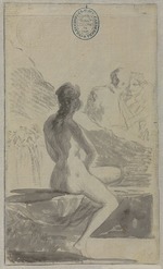 Goya, Francisco, de - Junge Frau am Brunnen (Susanna und die beiden Alten?) Aus dem Madrid-Album