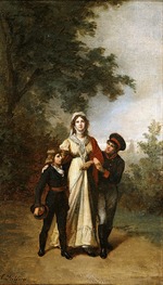 Steffeck, Carl - Königin Luise mit ihren Söhnen im Park von Luisenwahl