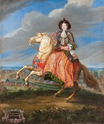 Parrocel, Joseph - Reiterportrait von Françoise Madeleine Claude de Saint-Géran, mit Blick auf das Schloss Versailles im Hintergrund