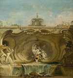 Lajoue, Jacques, de - Entwurf für einen Brunnen. Najade und Putto