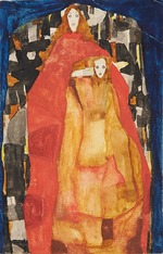 Schiele, Egon - Mutter mit Kind in rotem Mantel
