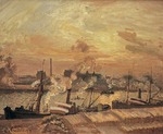 Pissarro, Camille - Déchargement de bois, quai de la Bourse, coucher de soleil