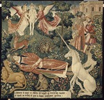 Coter, Colijn de, nach - Einhorn. Aus: La Tenture de saint Étienne. Scène 8: Le corps du martyr exposé aux bêtes