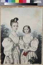 Hampeln, Carl, von - Porträt von Schwestern Anna Petrowna (1822-1905) und Elena Petrowna (1824-1860) Uschakow
