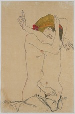 Schiele, Egon - Zwei sich umarmende Frauen