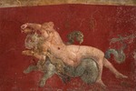Römisch-pompejanische Wandmalerei - Eine Nereide reitet auf dem Seeungeheuer