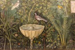 Römisch-pompejanische Wandmalerei - Garten (Detail). Wandmalerei aus dem Haus des goldenen Armreifs (Casa del Bracciale d'Oro)