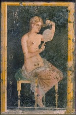 Römisch-pompejanische Wandmalerei - Frau mit Spiegel