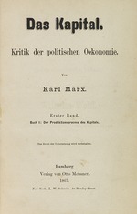 Historisches Objekt - Das Kapital. Kritik der politischen Oekonomie von Karl Marx. Erste Ausgabe 