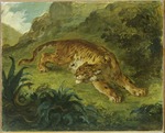 Delacroix, Eugène - Tiger und Schlange