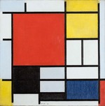Mondrian, Piet - Komposition mit großer roter Fläche, Gelb, Schwarz, Grau und Blau