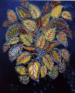 Louis (Séraphine de Senlis), Séraphine - Gesprenkelte Blumen auf blauem Hintergrund