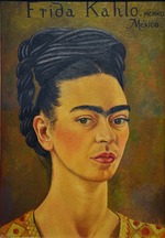 Kahlo, Frida - Autorretrato con vestido rojo y dorado (Selbstbildnis mit goldrotem Kleid)