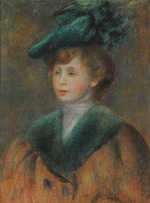 Renoir, Pierre Auguste - Porträt einer jungen Frau mit grünem Hut