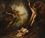 Füssli (Fuseli), Johann Heinrich - Satan flieht, von Ithuriels Speer berührt