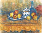 Cézanne, Paul - Stillleben mit blauer Flasche, Zuckerdose und Äpfeln 