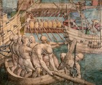 Vermeyen, Jan Cornelisz. - Galeerensklaven. Detail aus: Kriegszug Kaiser Karls V. gegen Tunis (Karton für Bildteppich)