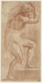 Raffael (Raffaello Sanzio da Urbino) - Halbnackter Mann, eine Last tragend