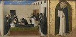 Angelico, Fra Giovanni, da Fiesole - Tod des Heiligen Dominikus und Heiliger Thomas von Aquin. Cortona-Polyptychon (Detail der Predella)