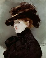 Manet, Édouard - Méry Laurent mit schwarzem Hut