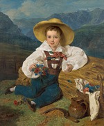 Waldmüller, Ferdinand Georg - Porträt von Graf Dmitri Alexandrowitsch Apraxin (1826-1899) als Kind vor einer Berglandschaft 