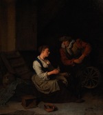 Bega, Cornelis Pietersz. - Ein Kavalier und eine Frau am Spinnrad