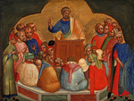 Veneziano, Lorenzo - Der Apostel Petrus predigend (Predella des Altarbildes)