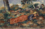 Renoir, Pierre Auguste - Junge Frau im Gras (Jeune fille couchée sur l'herbe)
