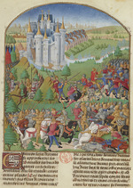 Unbekannter Künstler - Die Schlacht von Auray am 29. September 1364 (Miniatur aus Compillation des cronicques et ystoires des Bretons)