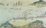 Unbekannter Künstler - Karte des Choryang Waegwan und Umgebung in Busan während der Joseon-Dynastie (Detail). Kopie aus einem Rollbild des 18. Jhs