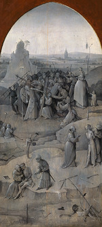 Bosch, Hieronymus - Die Versuchung des heiligen Antonius. Triptychon, Rückseite: Die Kreuztragung Christi