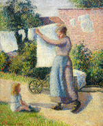 Pissarro, Camille - Femme étendant du linge