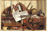 Gijsbrechts, Cornelis Norbertus - Trompe l'Oeil mit Trompete, Himmelskugel und Proklamation von Friedrich III. 