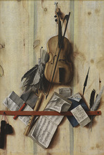Gijsbrechts, Cornelis Norbertus - Trompe l'oeil mit Violine, Notenbuch und Flöte