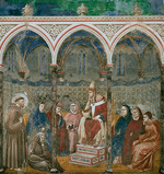 Giotto di Bondone - Die Predigt des Heiligen Franziskus vor Papst Honorius III. (Freskenzyklus der Franziskuslegende)