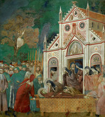 Giotto di Bondone - Der heilige Franziskus, von der heiligen Klara betrauert (Freskenzyklus der Franziskuslegende)